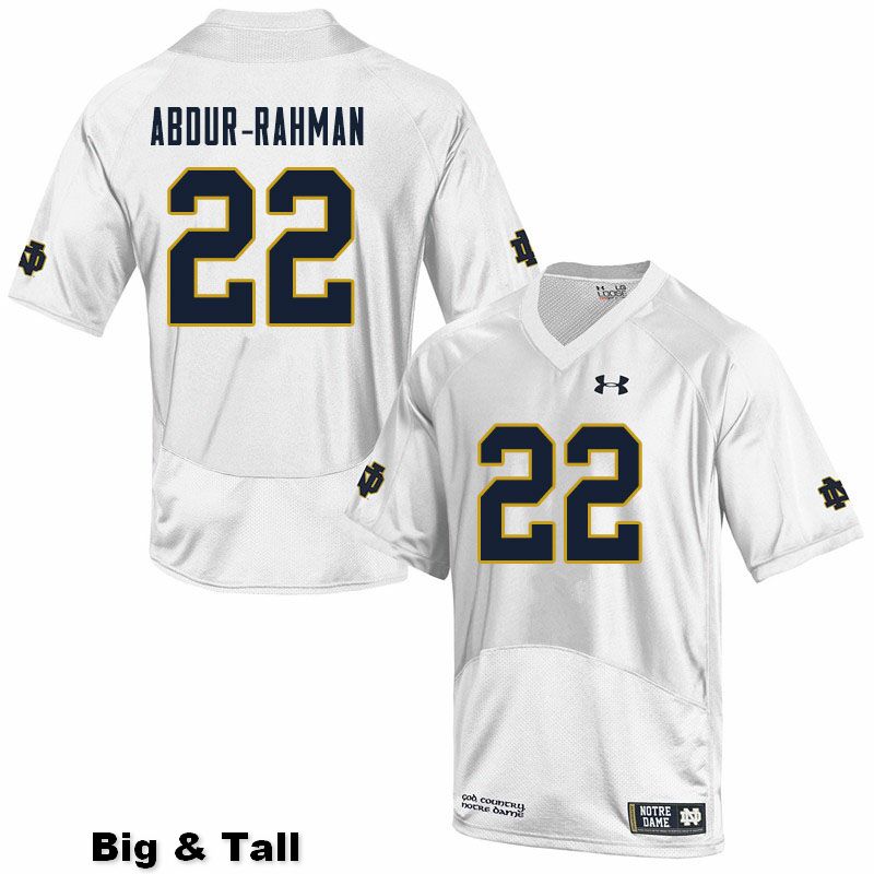 Men's NCAA Notre Dame Fighting Irish #22 Kendall Abdur-Rahman Stitched College Under Armour Authentic White Big & Tall Football Jersey ML10S11RN